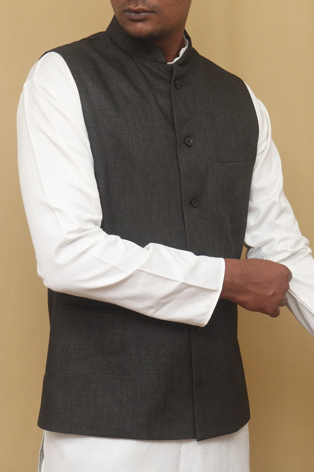 Elegant Black Cotton Nehru Jacket: Classic Style for Every Occasion