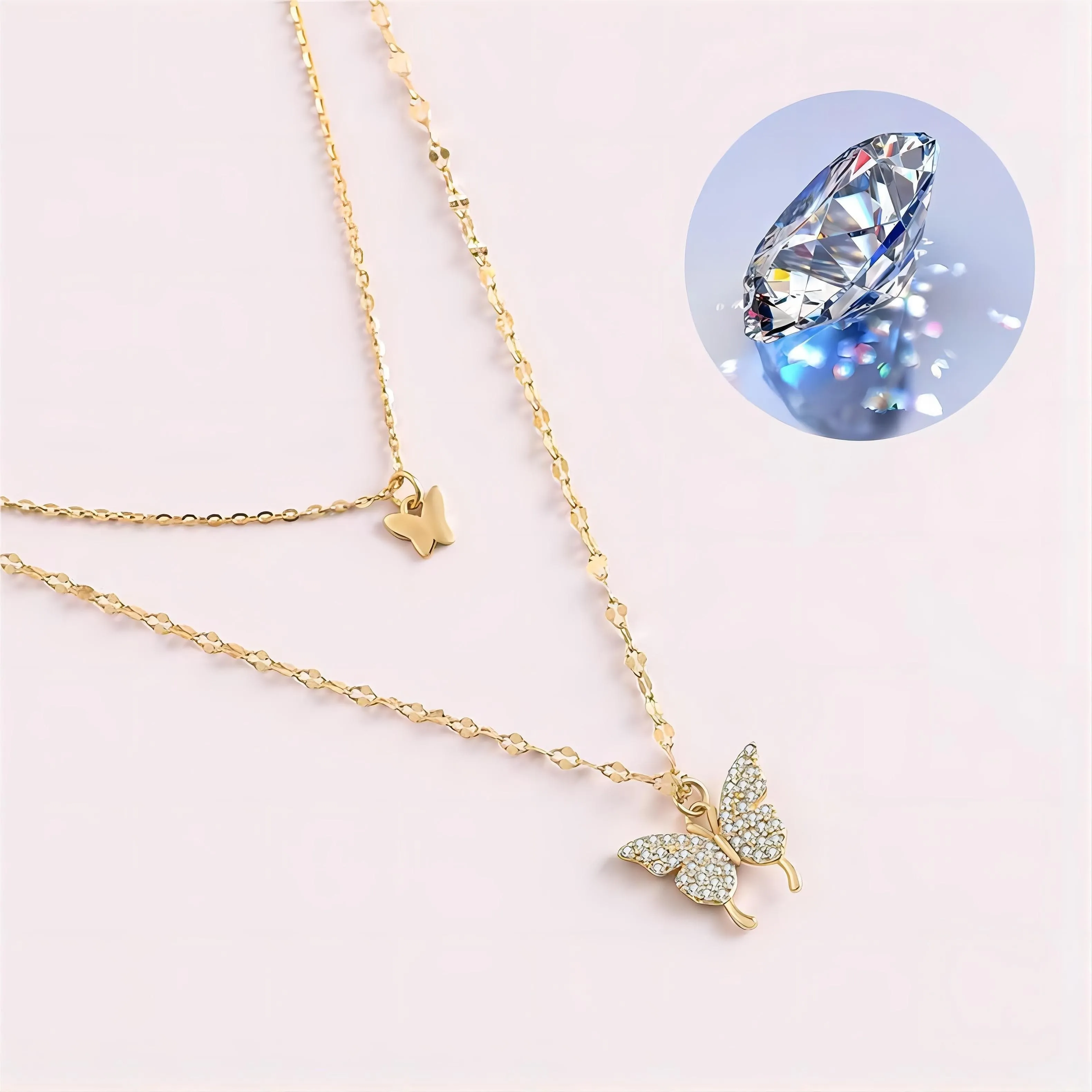 Elegant Layering Butterfly Necklace