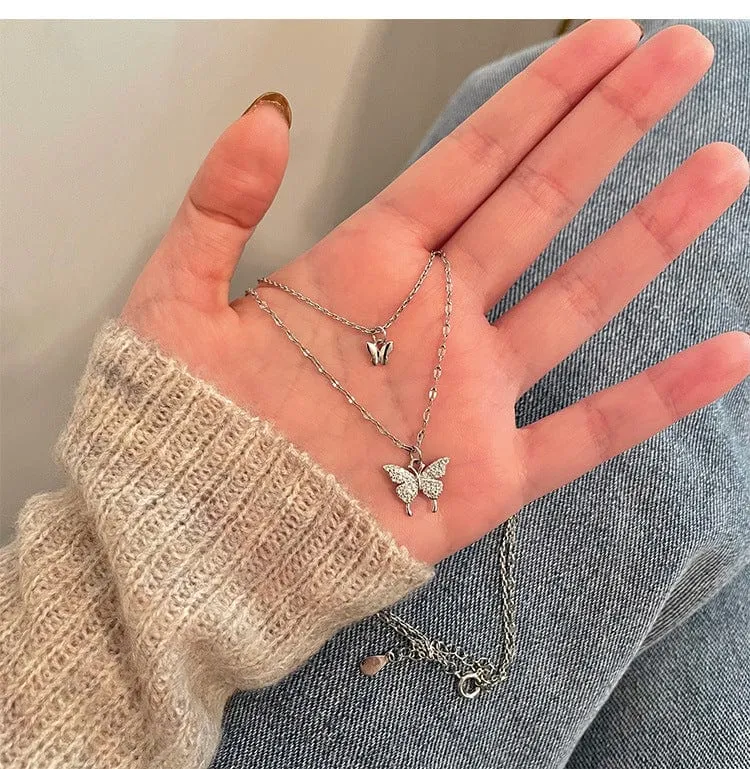 Elegant Layering Butterfly Necklace