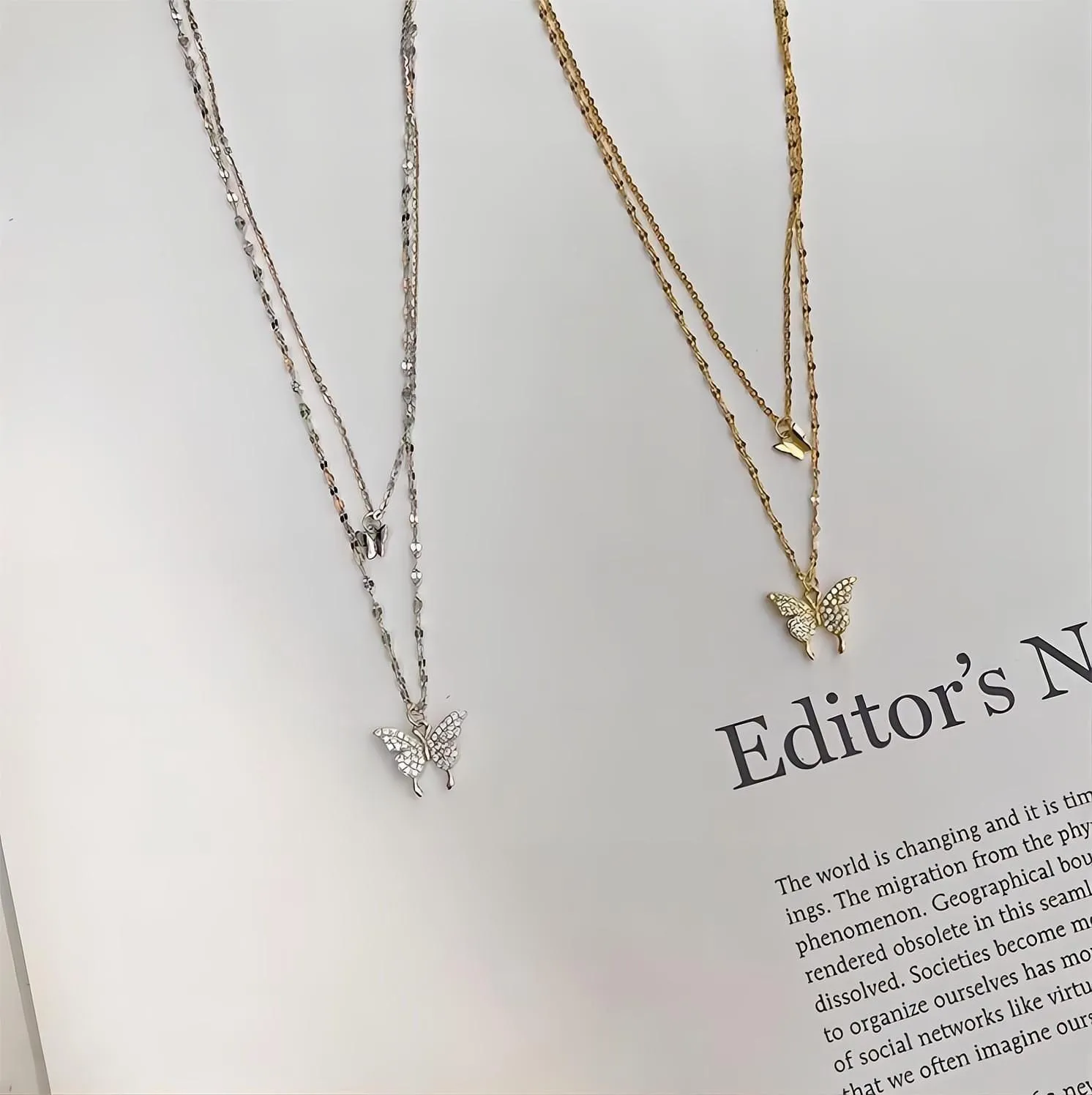 Elegant Layering Butterfly Necklace