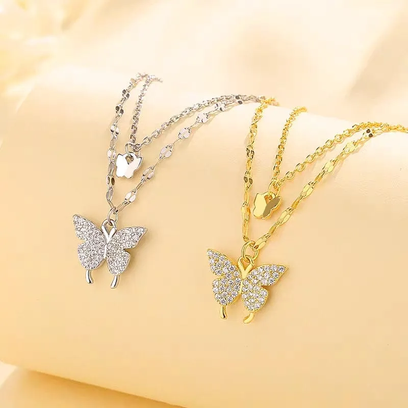 Elegant Layering Butterfly Necklace