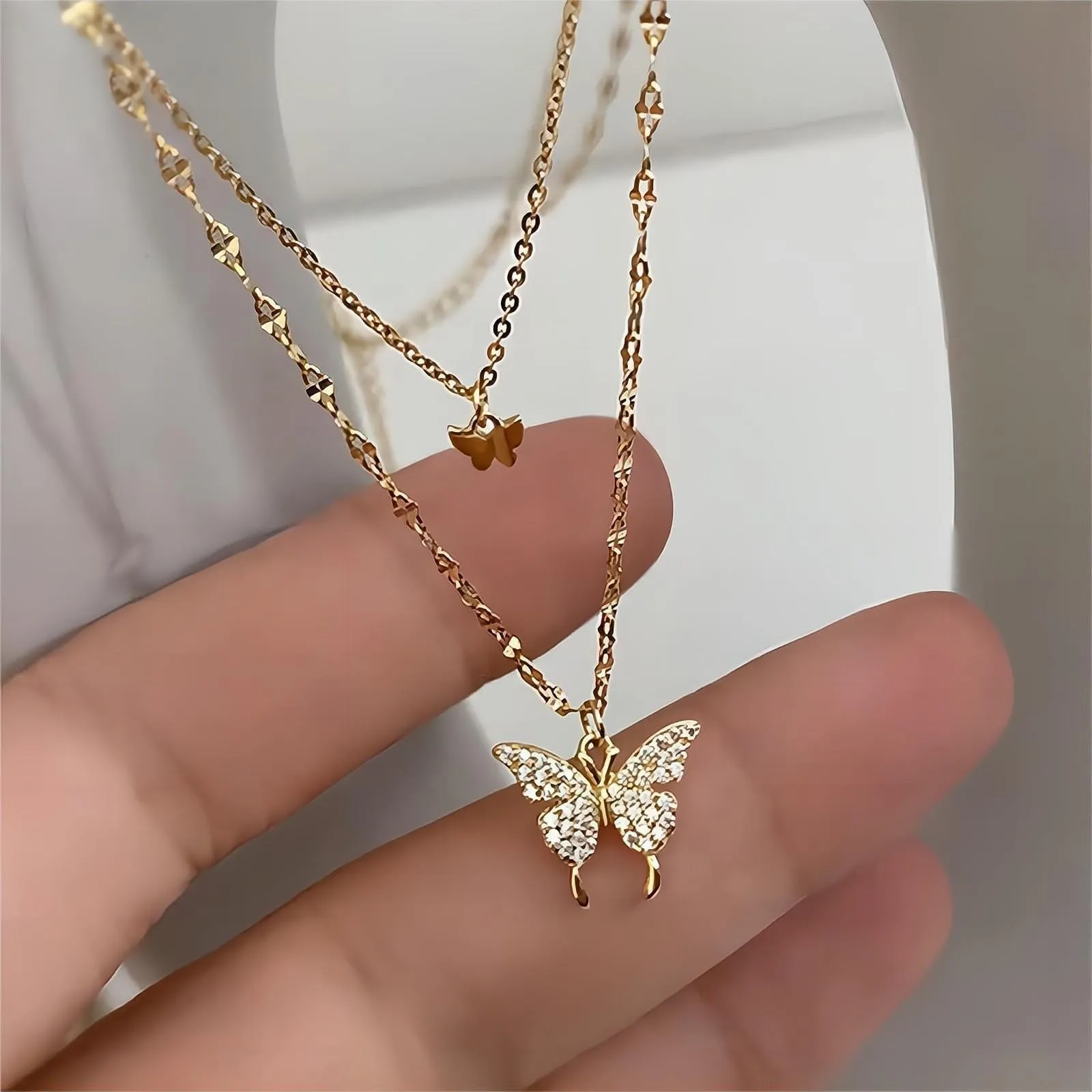 Elegant Layering Butterfly Necklace