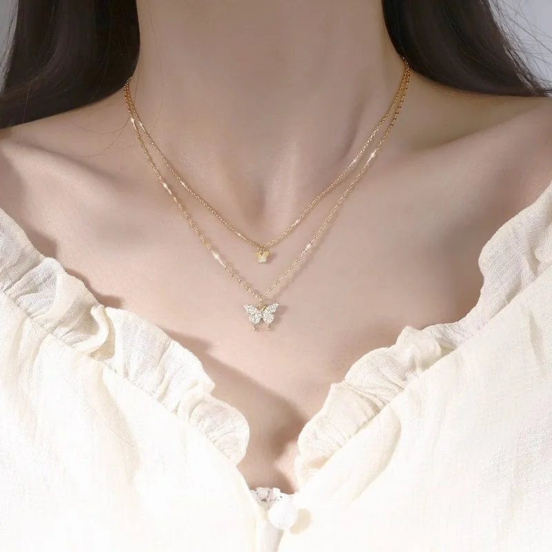 Elegant Layering Butterfly Necklace