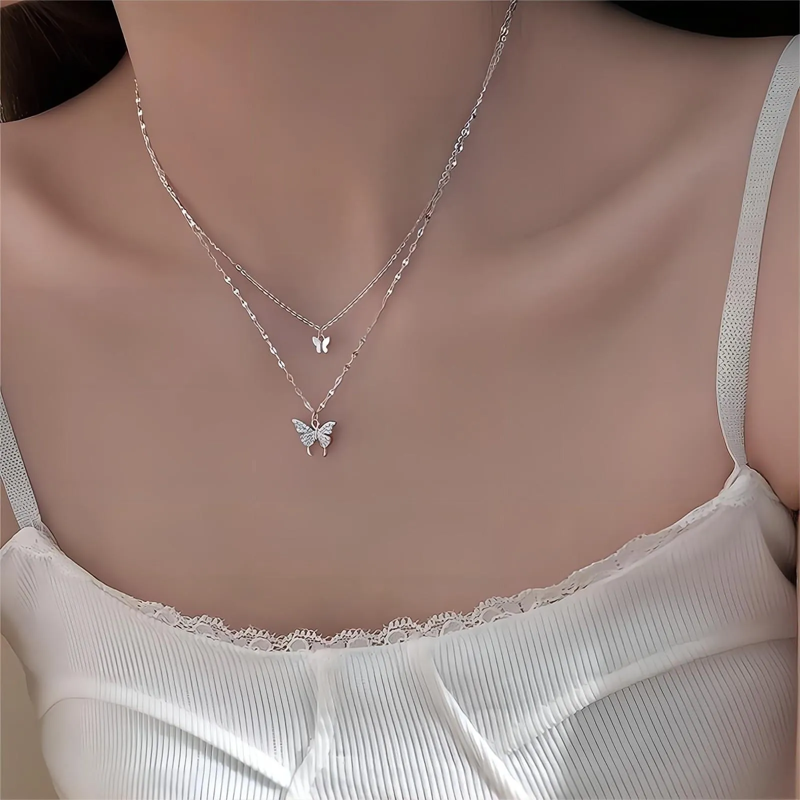 Elegant Layering Butterfly Necklace