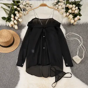 Fiona - Elegant Long Sleeve Shirt Dress for Women