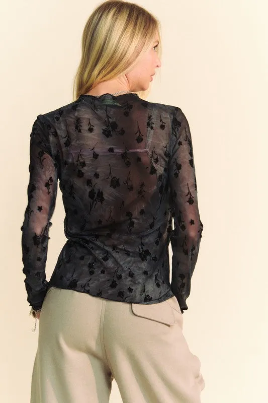 Floral Mesh Layering Top