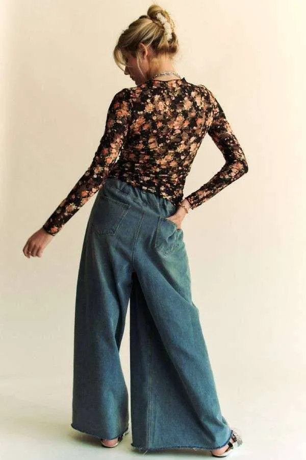 Floral Mesh Layering Top