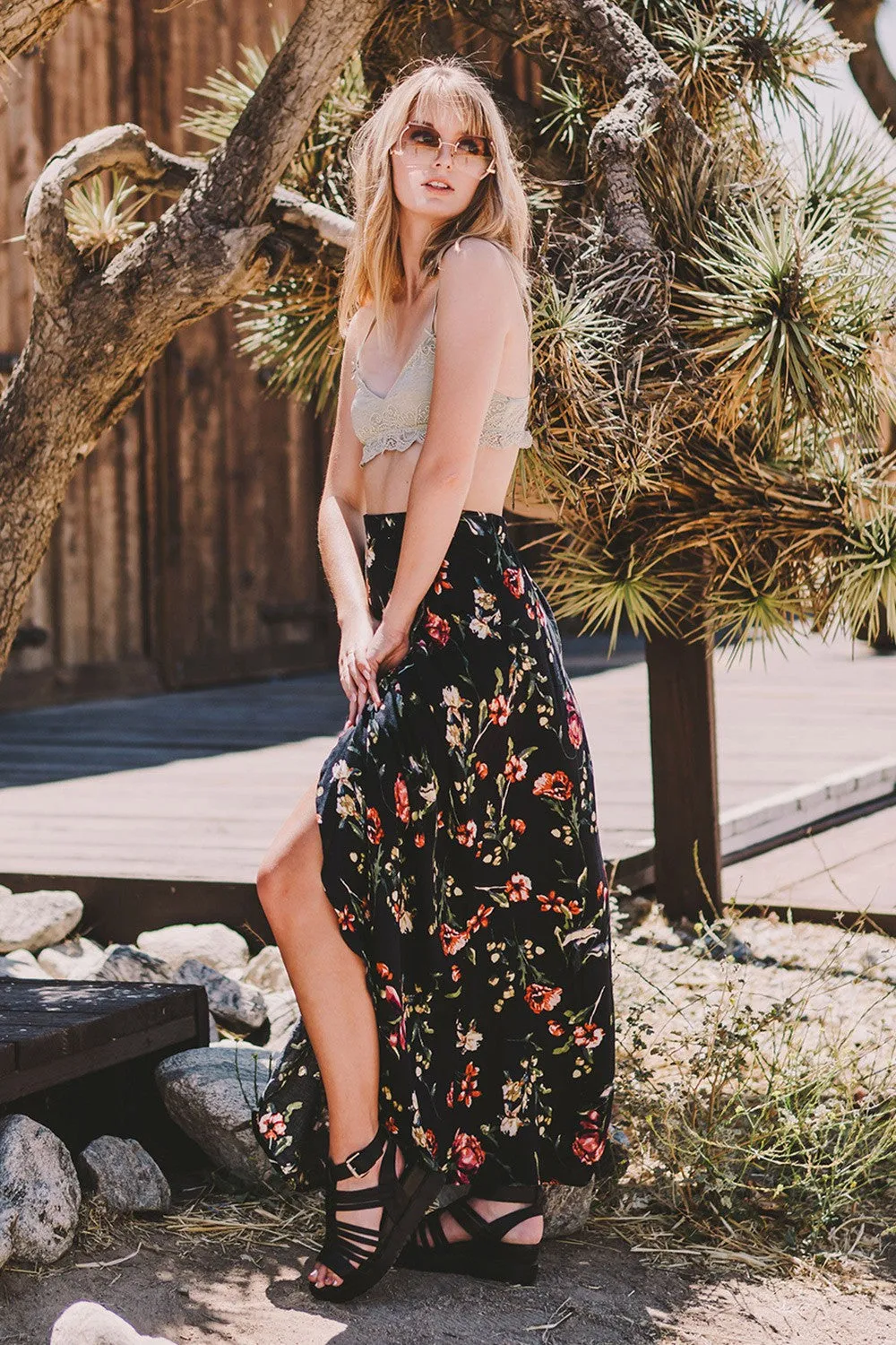 Floral Printed Wrap Maxi Skirt