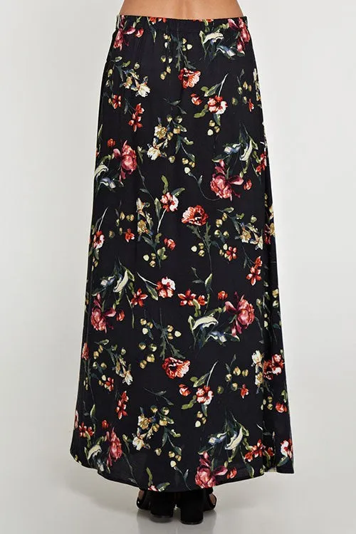Floral Printed Wrap Maxi Skirt