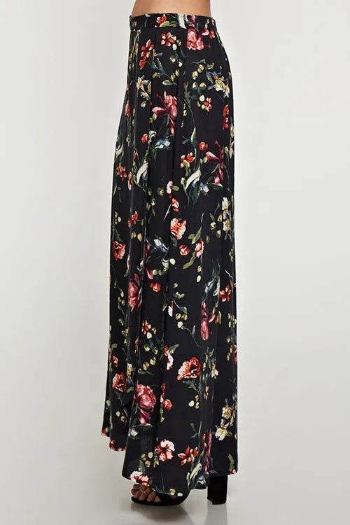 Floral Printed Wrap Maxi Skirt