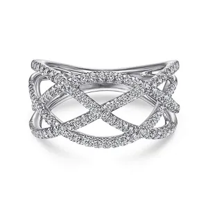 Gabriel & Co. 14k White Gold Layered Grid Diamond Ring