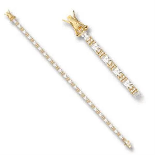 Gold Brass Bracelet with AAA Grade CZ in Clear for Women Style 47402