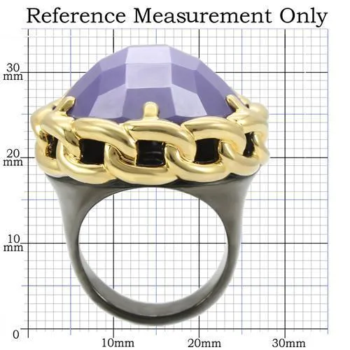 Gold Ruthenium Brass Ring with Milky CZ in Tanzanite for Women Style 0W311