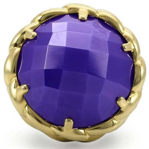 Gold Ruthenium Brass Ring with Milky CZ in Tanzanite for Women Style 0W311