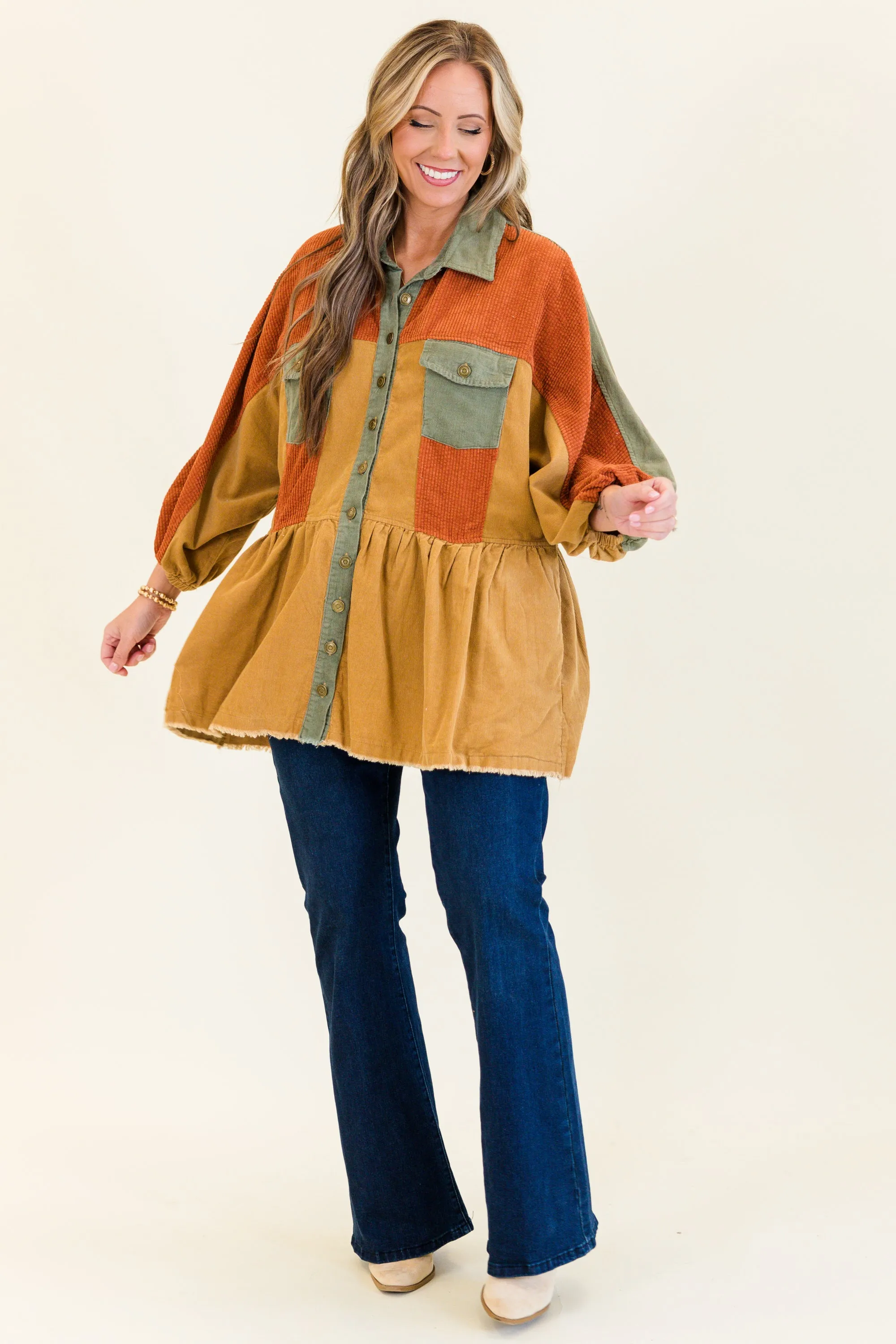 Harvest Hues Shacket, Rust Mix