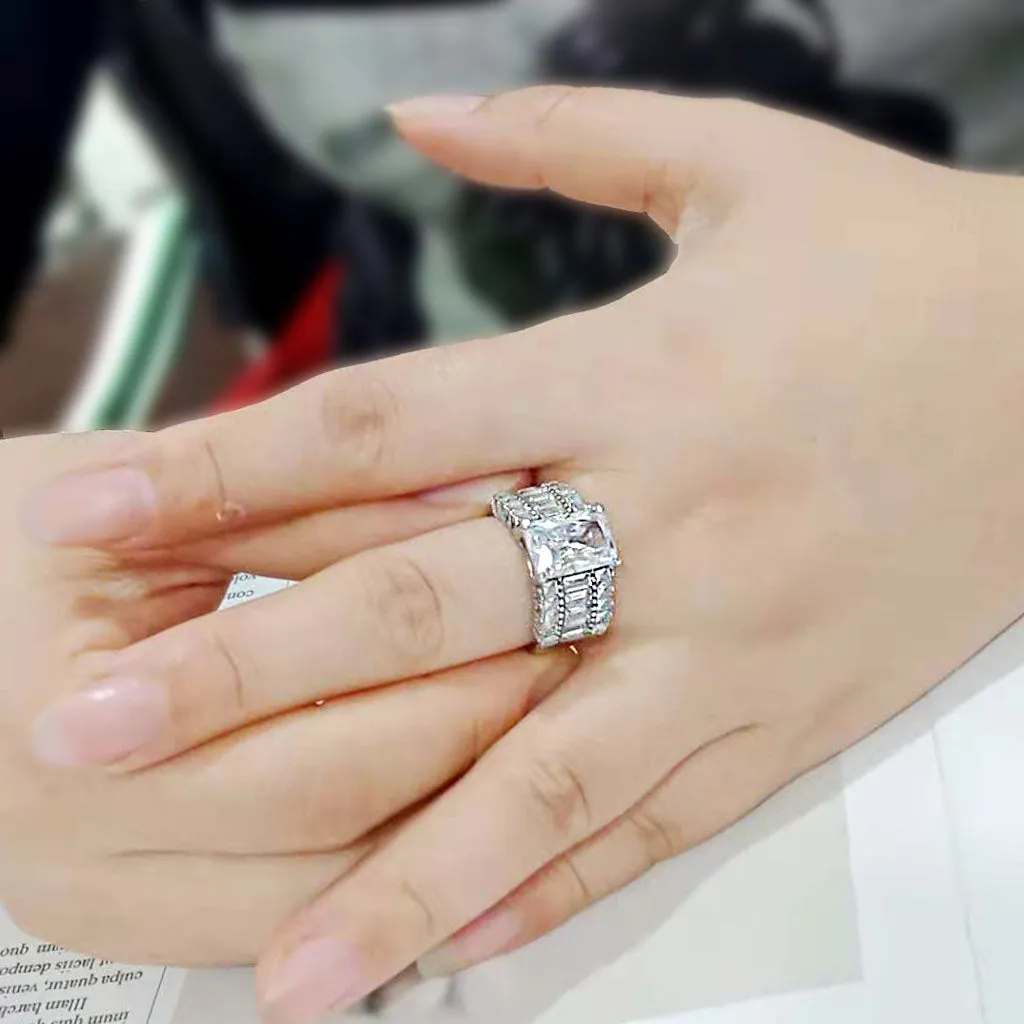 High polished (no plating) Stainless Steel Ring with AAA Grade CZ in Clear for Women Style TK3775