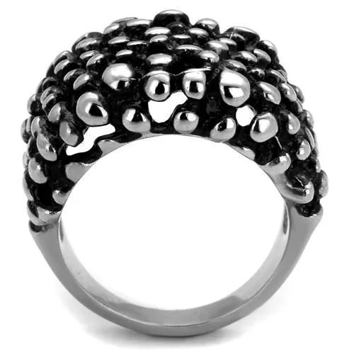 High polished (no plating) Stainless Steel Ring with Epoxy in Jet for Women Style TK2334