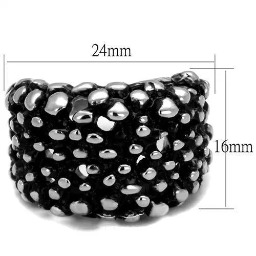 High polished (no plating) Stainless Steel Ring with Epoxy in Jet for Women Style TK2334
