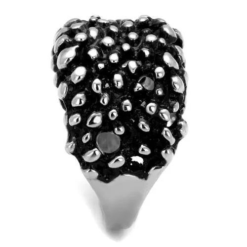 High polished (no plating) Stainless Steel Ring with Epoxy in Jet for Women Style TK2334