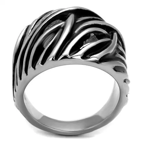 High polished (no plating) Stainless Steel Ring with Epoxy in Jet for Women Style TK2338
