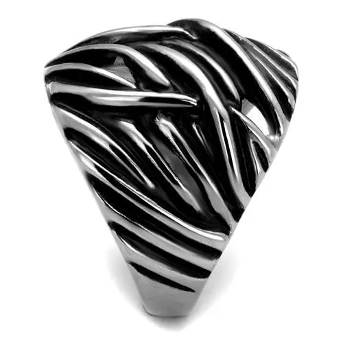 High polished (no plating) Stainless Steel Ring with Epoxy in Jet for Women Style TK2338