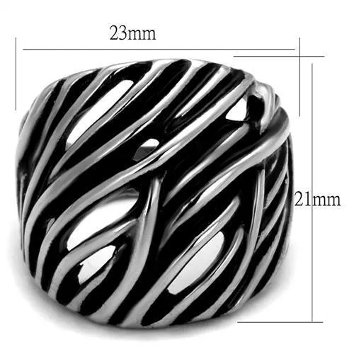 High polished (no plating) Stainless Steel Ring with Epoxy in Jet for Women Style TK2338