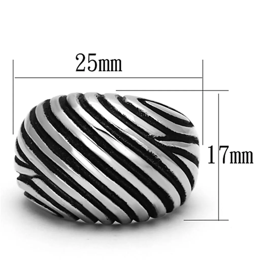 High polished (no plating) Stainless Steel Ring with Epoxy in Jet for Women Style TK929
