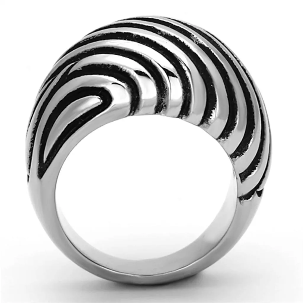 High polished (no plating) Stainless Steel Ring with Epoxy in Jet for Women Style TK929