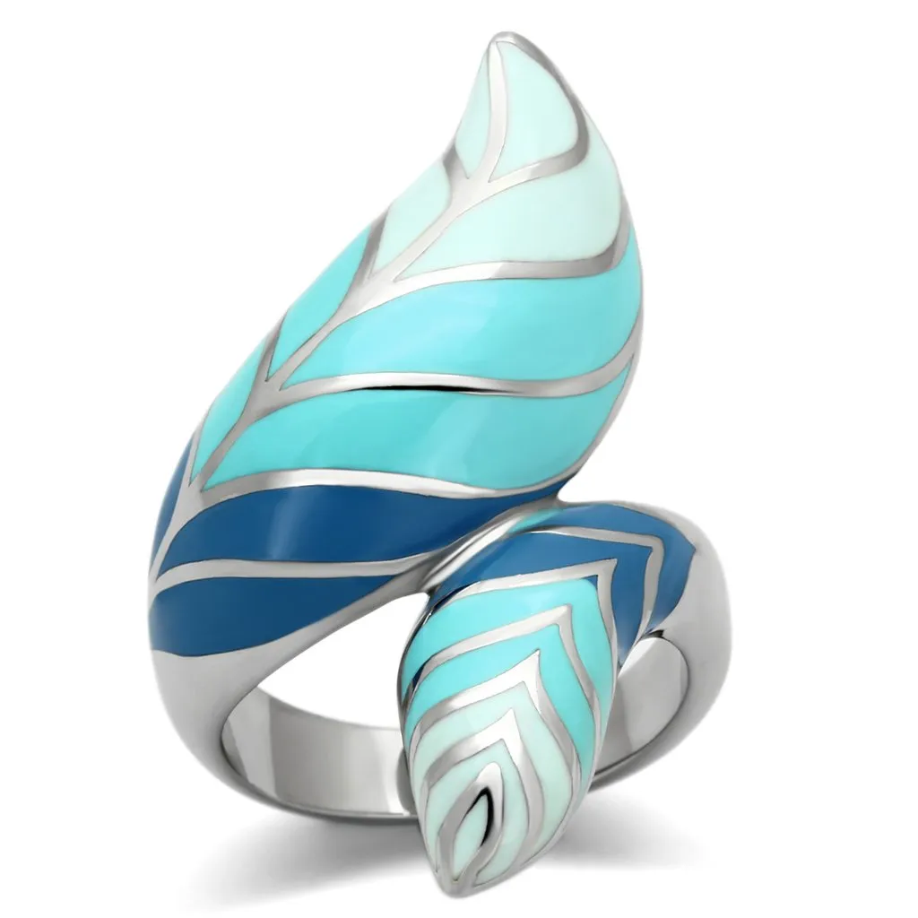 High polished (no plating) Stainless Steel Ring with Epoxy in Multi Color for Women Style TK838