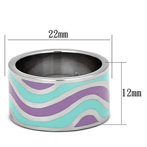 High polished (no plating) Stainless Steel Ring with Epoxy in Multi Color for Women Style TK840