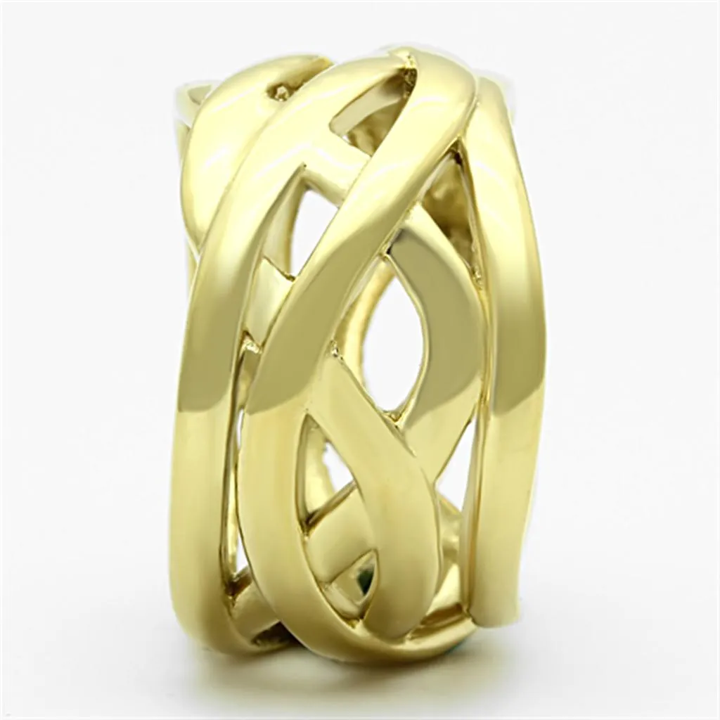 IP Gold(Ion Plating) Stainless Steel Ring with No Stone for Women Style TK1107