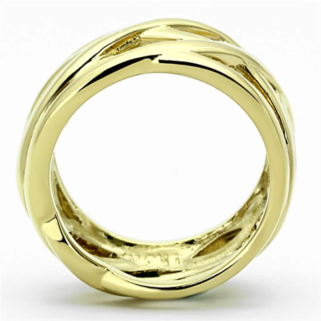 IP Gold(Ion Plating) Stainless Steel Ring with No Stone for Women Style TK1107