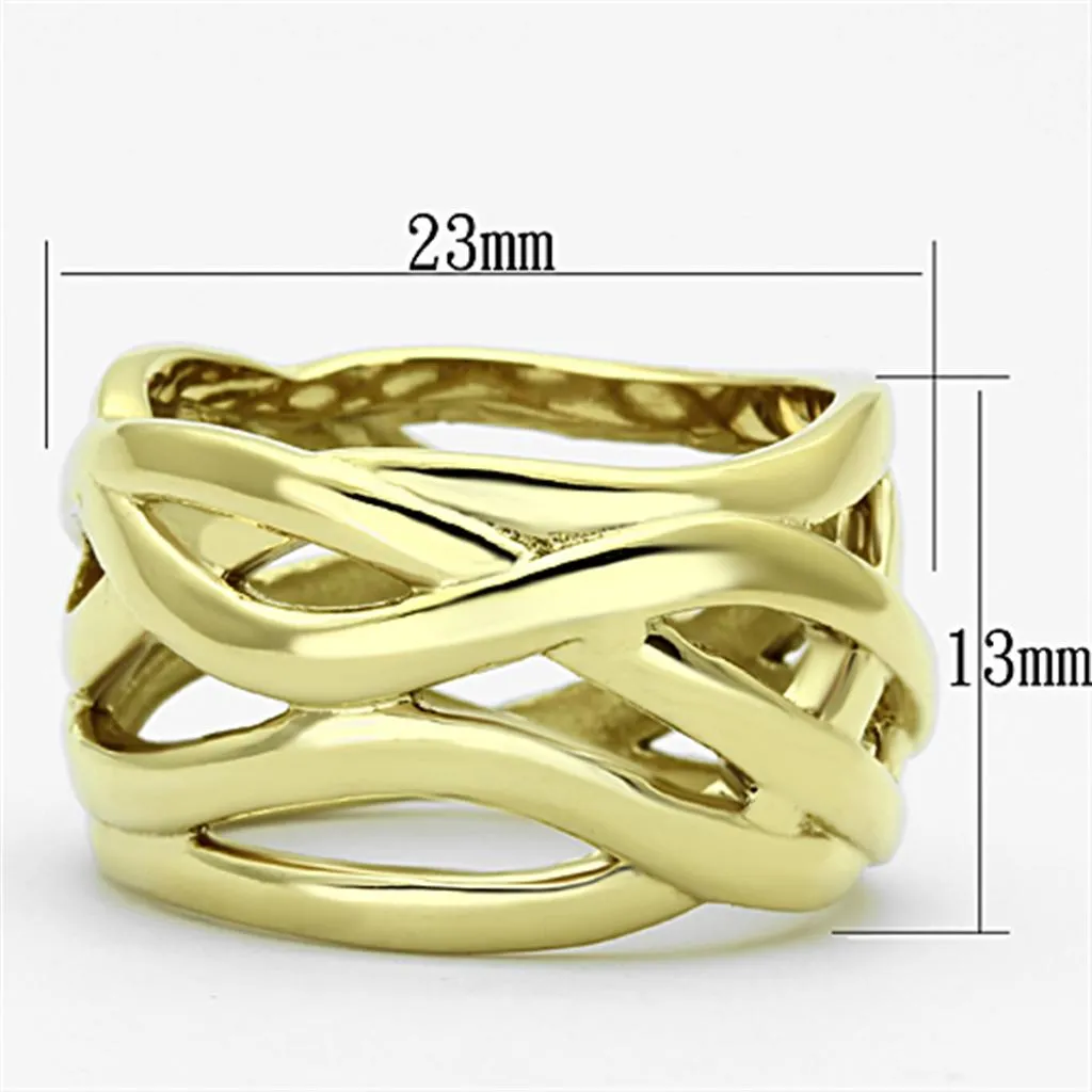 IP Gold(Ion Plating) Stainless Steel Ring with No Stone for Women Style TK1107