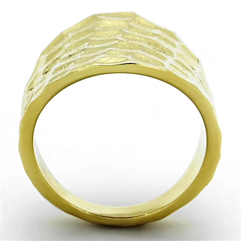 IP Gold(Ion Plating) Stainless Steel Ring with No Stone for Women Style TK1383