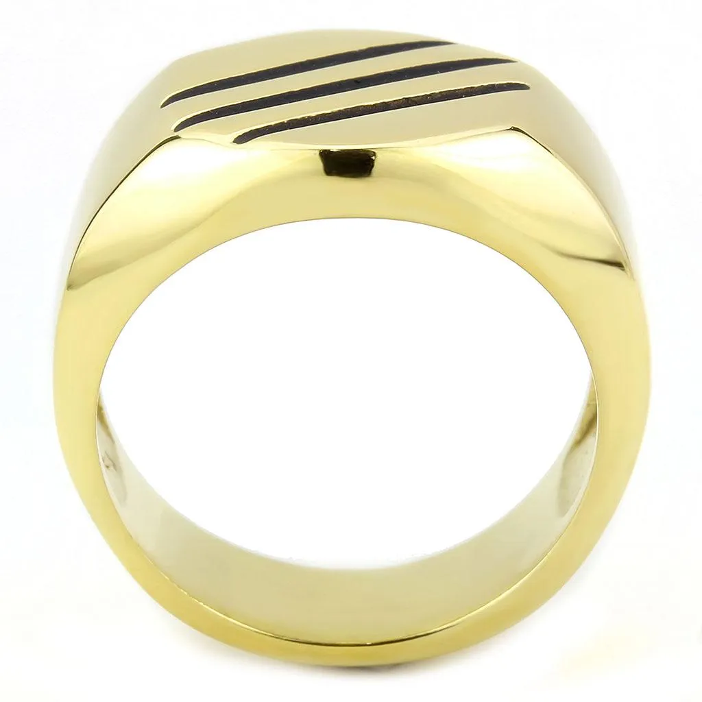 IP Gold(Ion Plating) Stainless Steel Ring with No Stone for Women Style TK3598