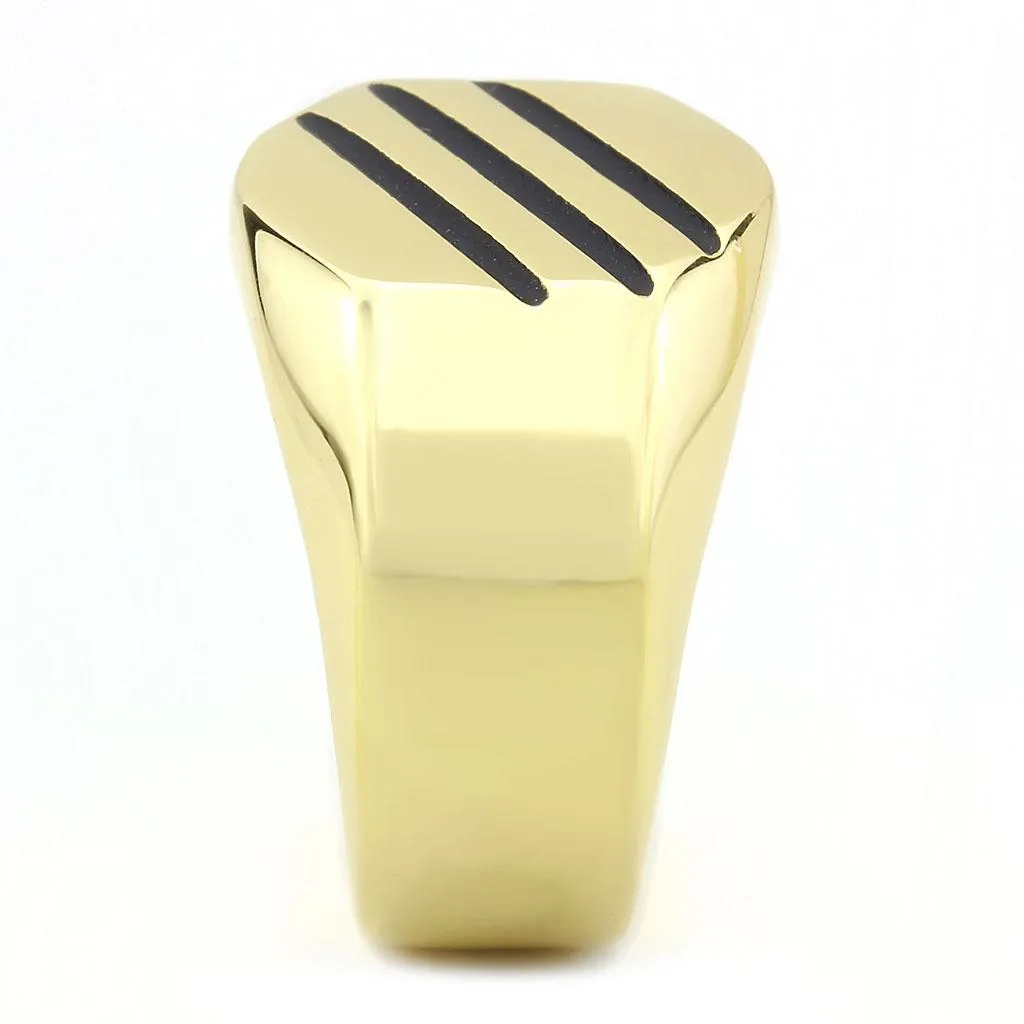 IP Gold(Ion Plating) Stainless Steel Ring with No Stone for Women Style TK3598