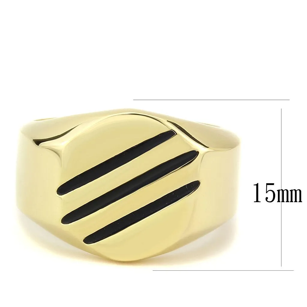 IP Gold(Ion Plating) Stainless Steel Ring with No Stone for Women Style TK3598