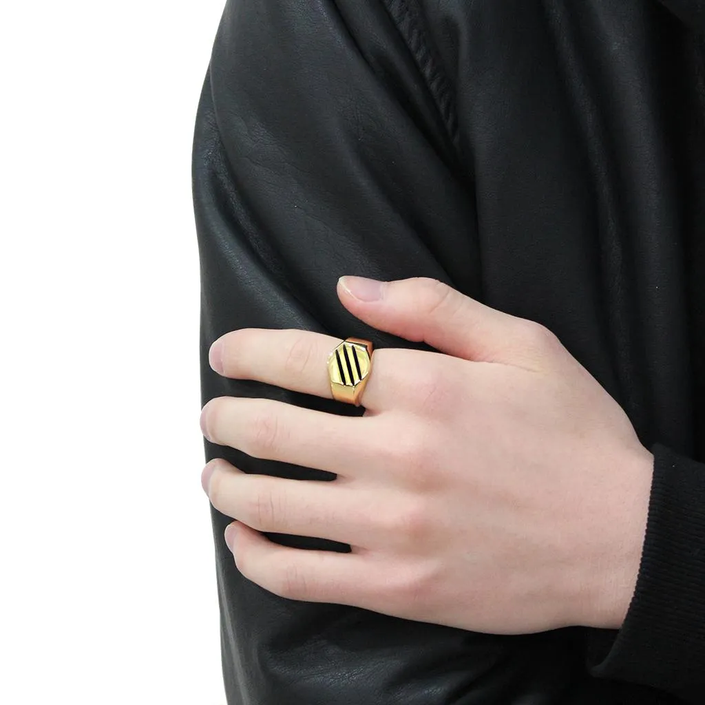 IP Gold(Ion Plating) Stainless Steel Ring with No Stone for Women Style TK3598