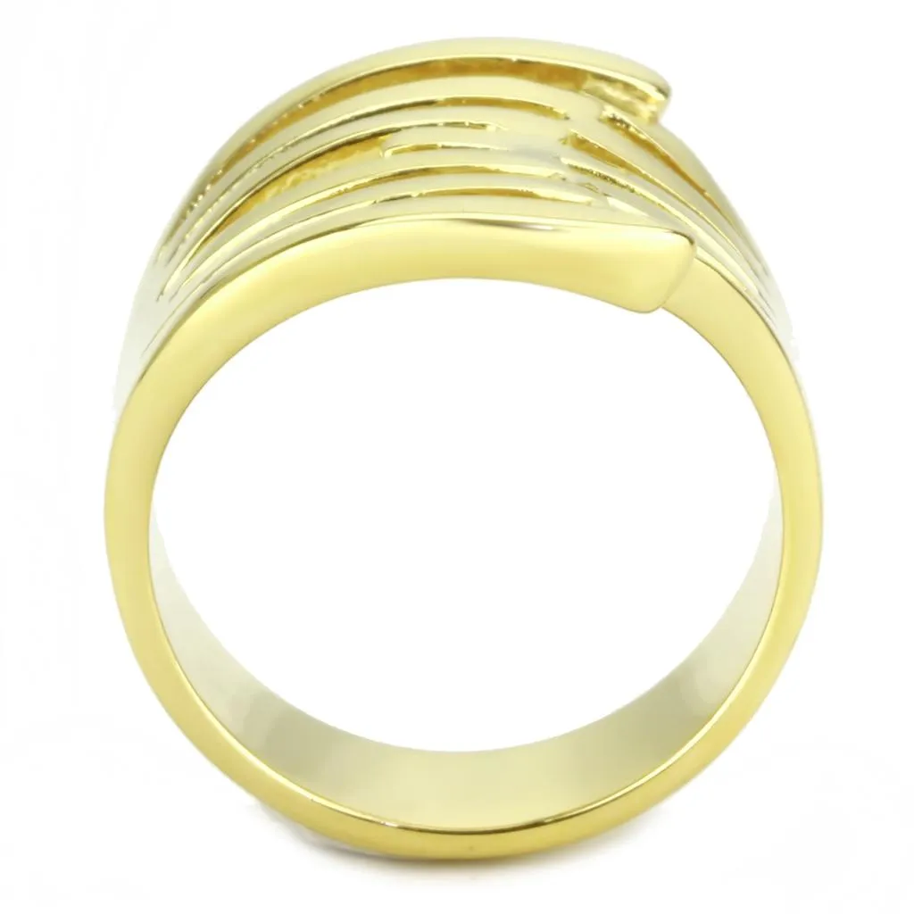 IP Gold(Ion Plating) Stainless Steel Ring with No Stone for Women Style TK3717