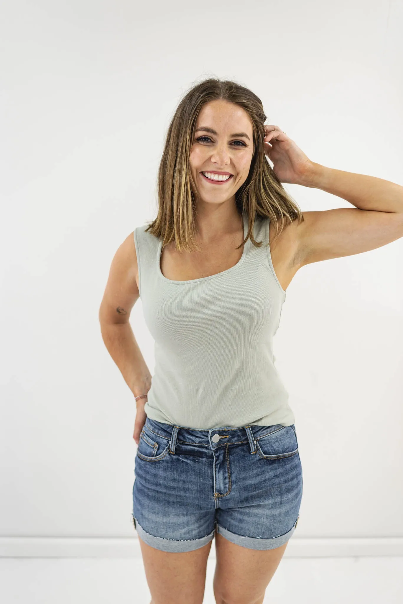 Jenna Ribbed Square Neck Tank