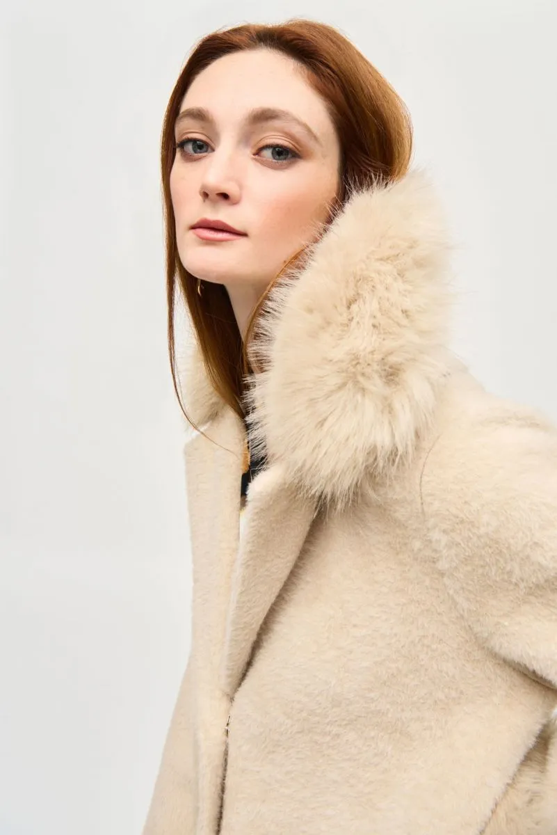Joseph Ribkoff Detachable Faux Fur Trim Long Sleeve Coat 243923