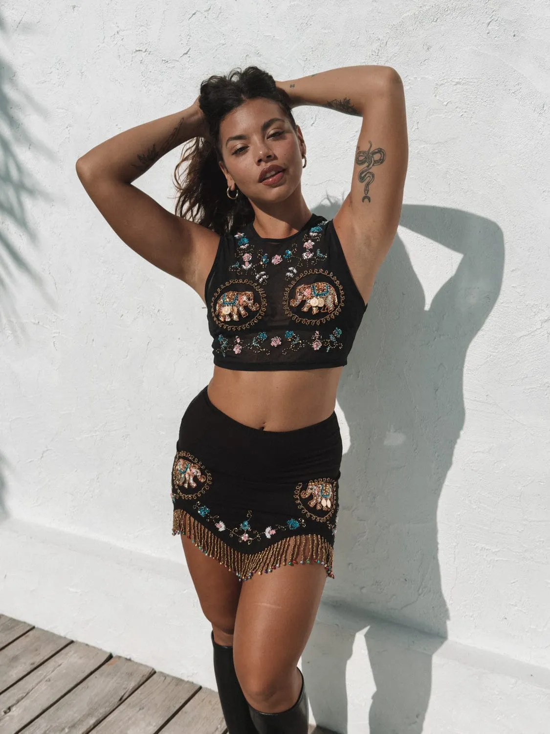 KIAH ELEPHANT SHIMMY SKIRT