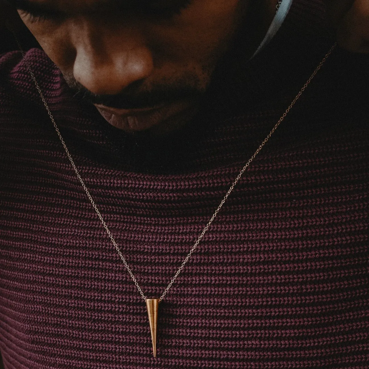 Large Brass Spike Layering Necklace