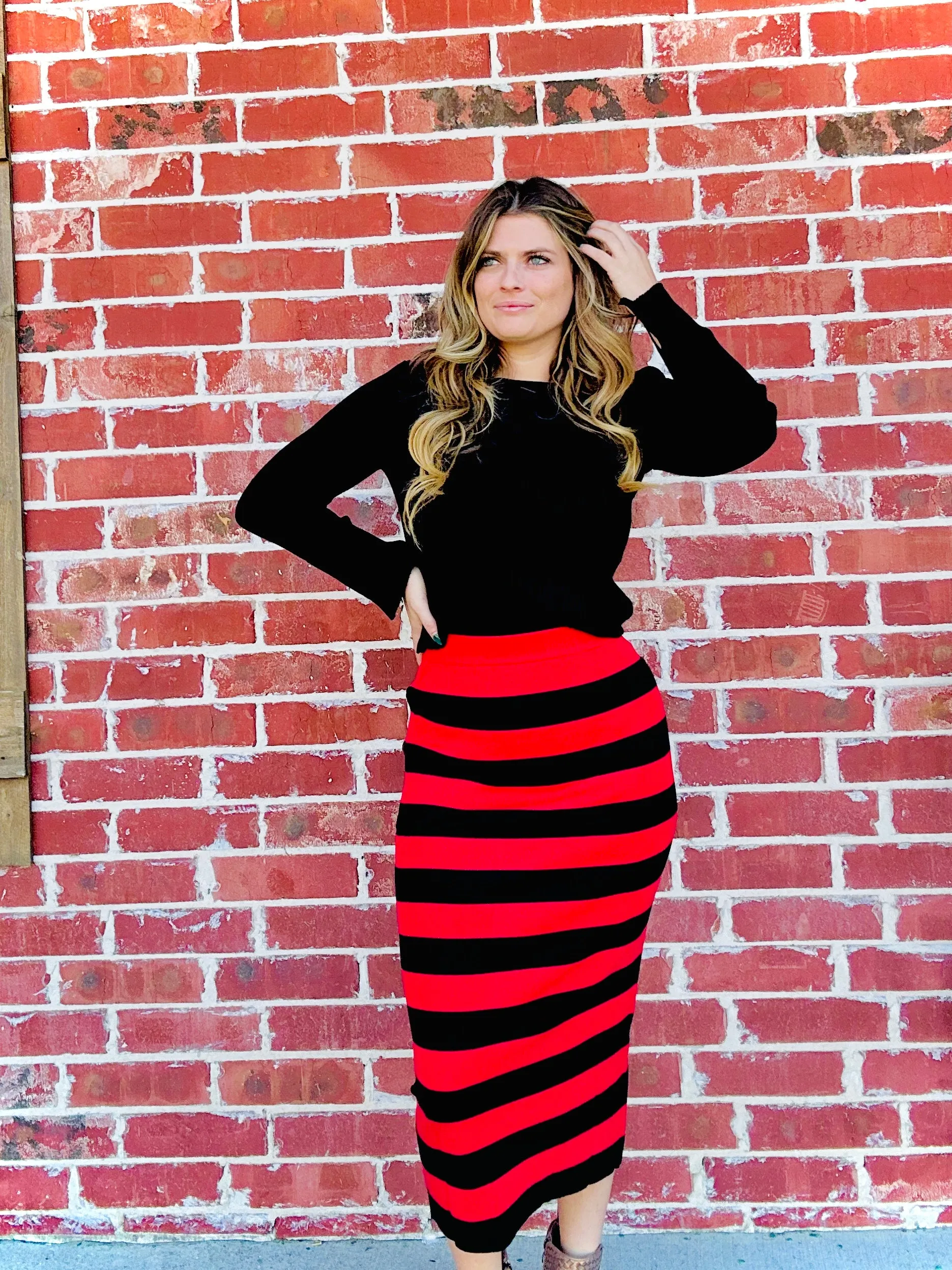 Little Miss Waldo Winter Midi Skirt - Midnight Rudolph