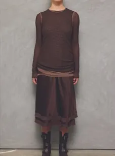 Long Sleeve Double Layer Tulle T Cork