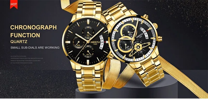 Luxury Sports Quartz Water Resistant Watches