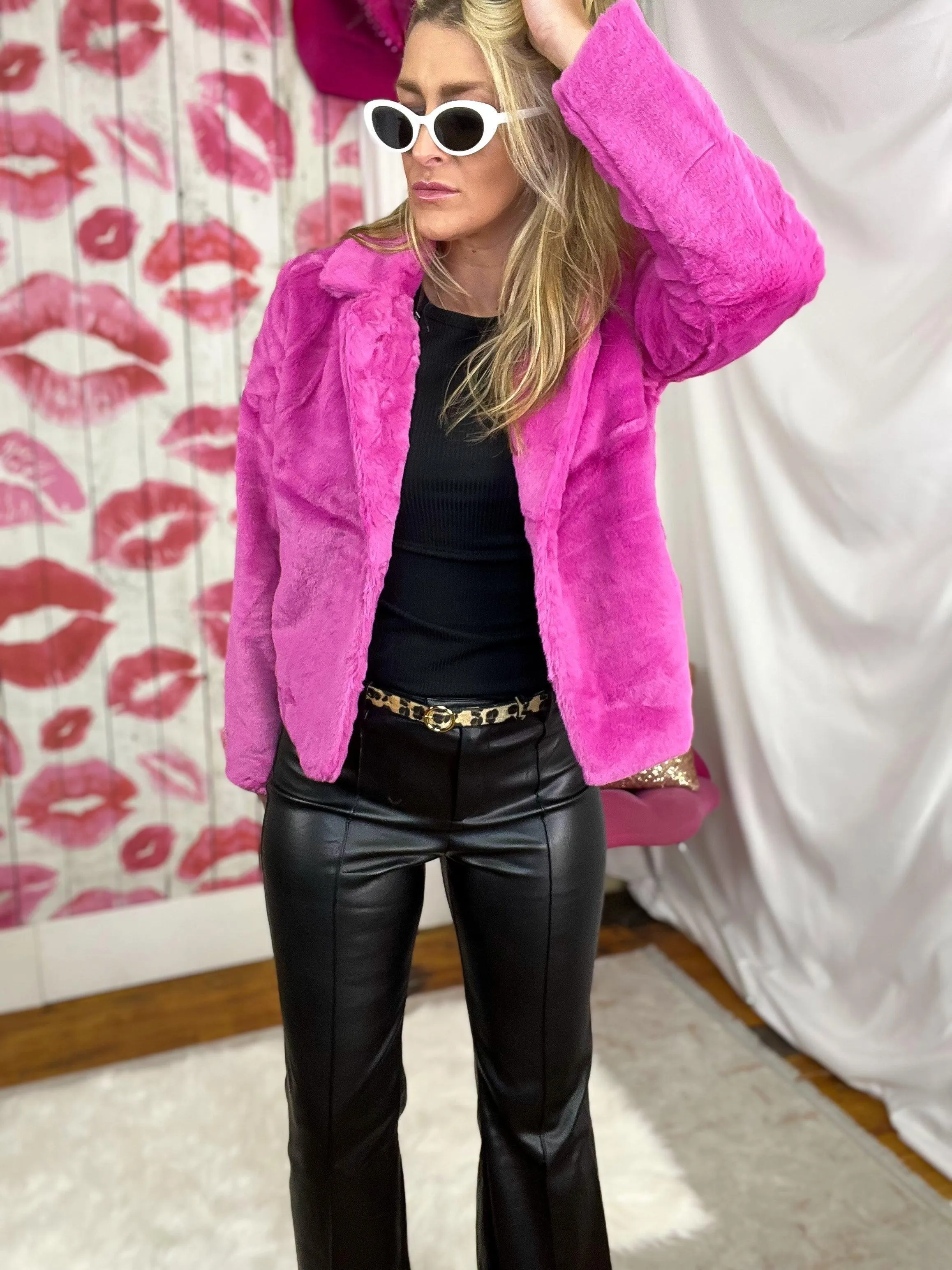 Magenta Faux Fur Jacket