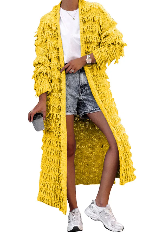 MB FASHION  Long Fringe Textured Open-Front Cardigan COAT 1282LY