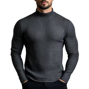 Men's Classic Casual Half Turtleneck Knitted Long Sleeve T-Shirt 33341720K
