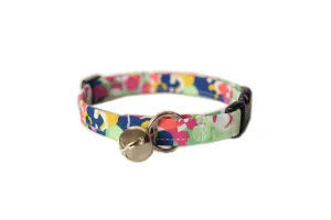 Mottled Green, Pink & Blue Floral Cat Collar